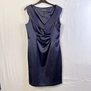Jones Wear Dress Size 12 Dark Blue Purple Side Zip Worn Once Rouged Front